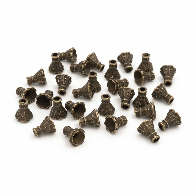 30 Tulpen Perlkappen in vintage Bronze, 5 mm