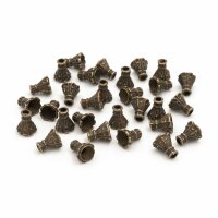 30 Tulpen Perlkappen in vintage Bronze, 5 mm