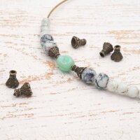 30 Tulpen Perlkappen in vintage Bronze, 5 mm