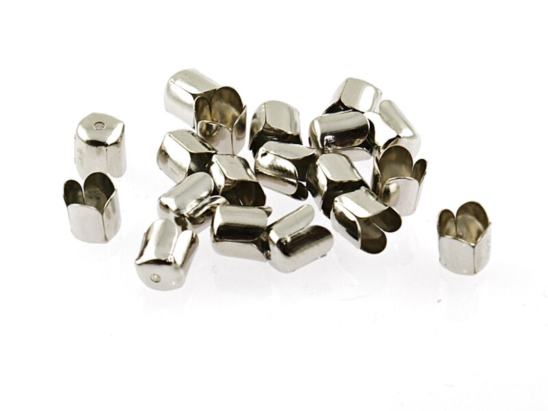 40 Endkappen als Tulpe für 6 mm Bänder in silberfarben platiniert