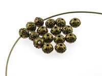 10 geprägte Zwischenperlen in antik Bronze, 8 mm