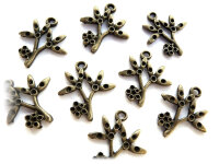 10 Anhänger Blumenzweig in antik Bronze