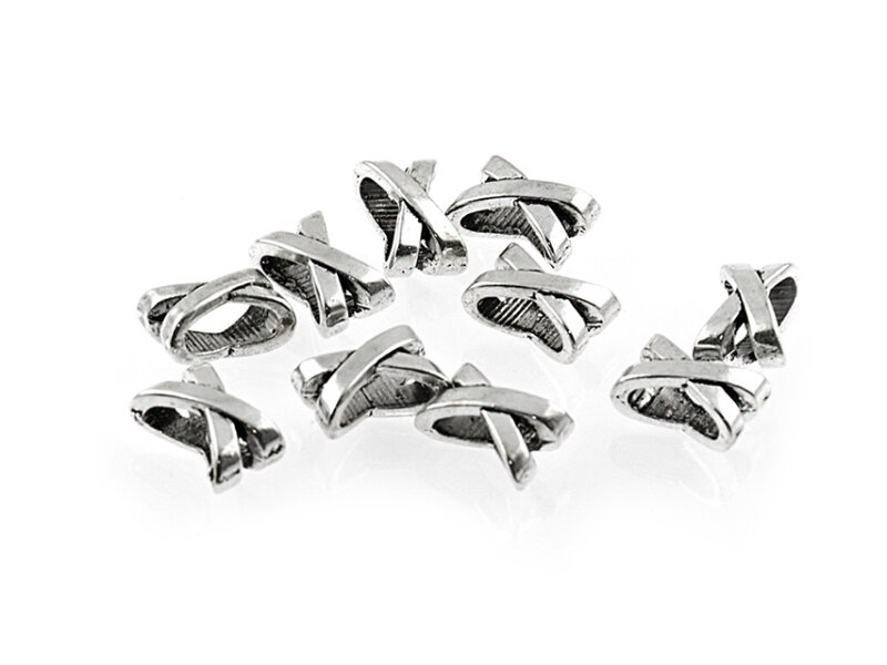 10 Schiebeperlen in antik silberfarben, 10 mm
