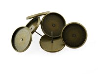 4 Ohrstecker in antik Bronze für 16 mm Cabochon