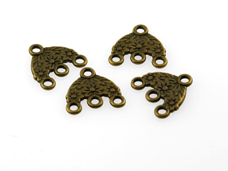 10 Verbinder im Blumen Design in antik Bronze