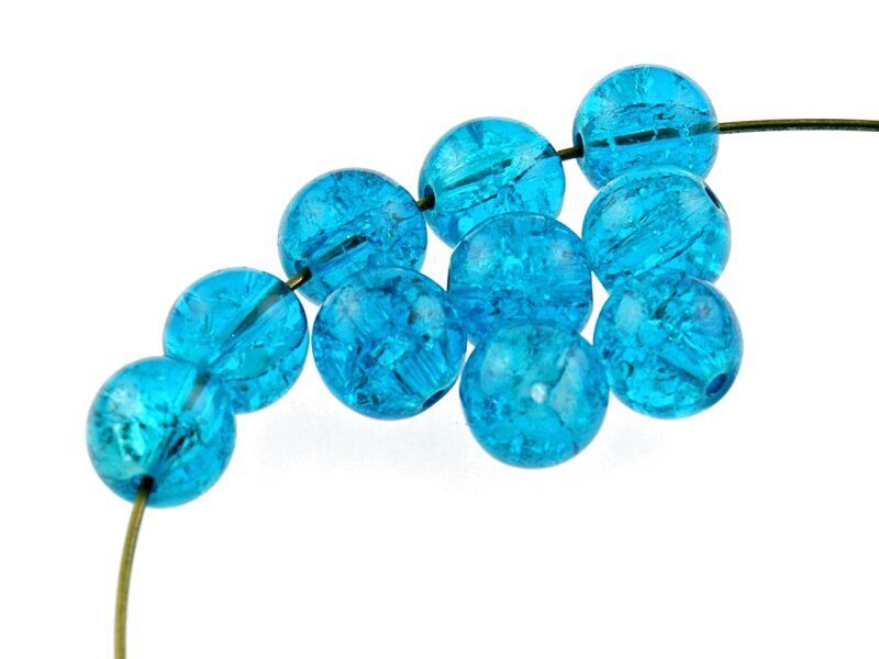 10 Crackle Glasperlen in türkis, 12 mm