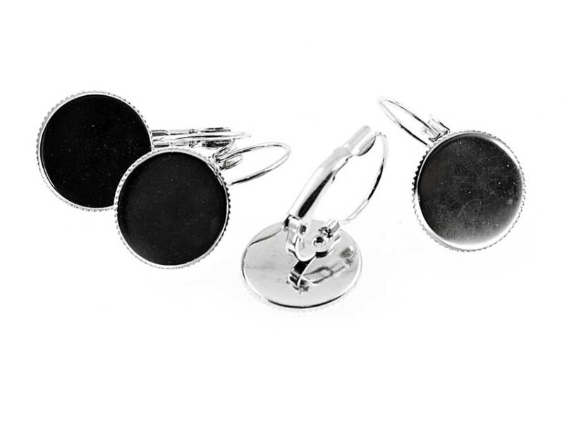 10 Brisuren mit ziselierten Rand in silber platiniert für 14 mm Cabochons