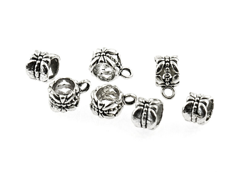 Collierschlaufen in antik silberfarben mit Öse, 7,5 mm, 10 Stück