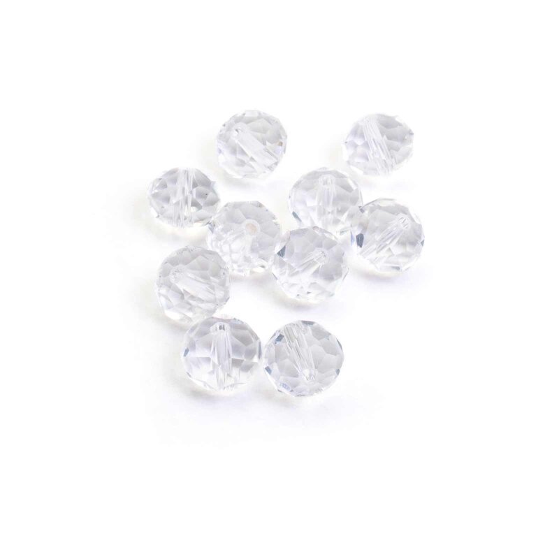 klare Glasschliffperlen 10 mm 10 Stück
