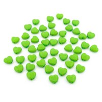 50 Acrylperlen als Herz in Grün, 11 mm