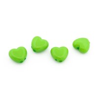 50 Acrylperlen als Herz in Grün, 11 mm
