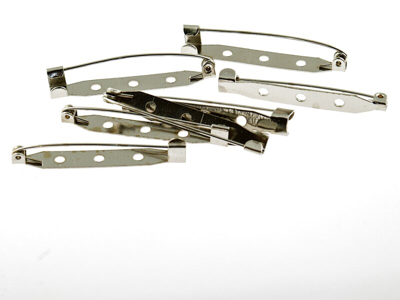 10 Broschennadeln in silber platiniert, 40 mm