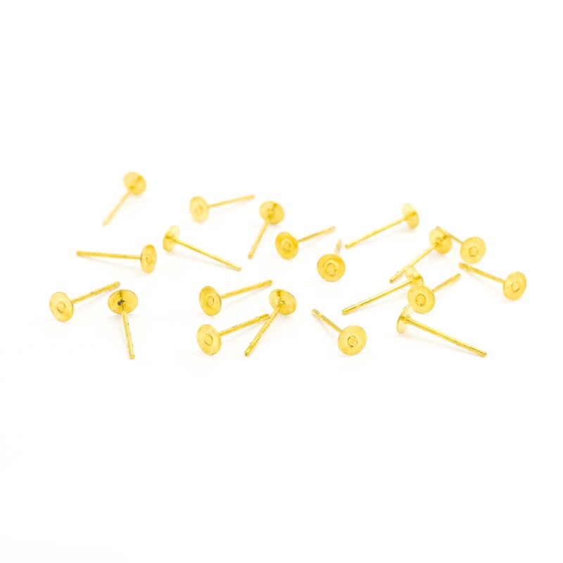 20 Ohrstecker in goldfarben mit 4mm Klebepad