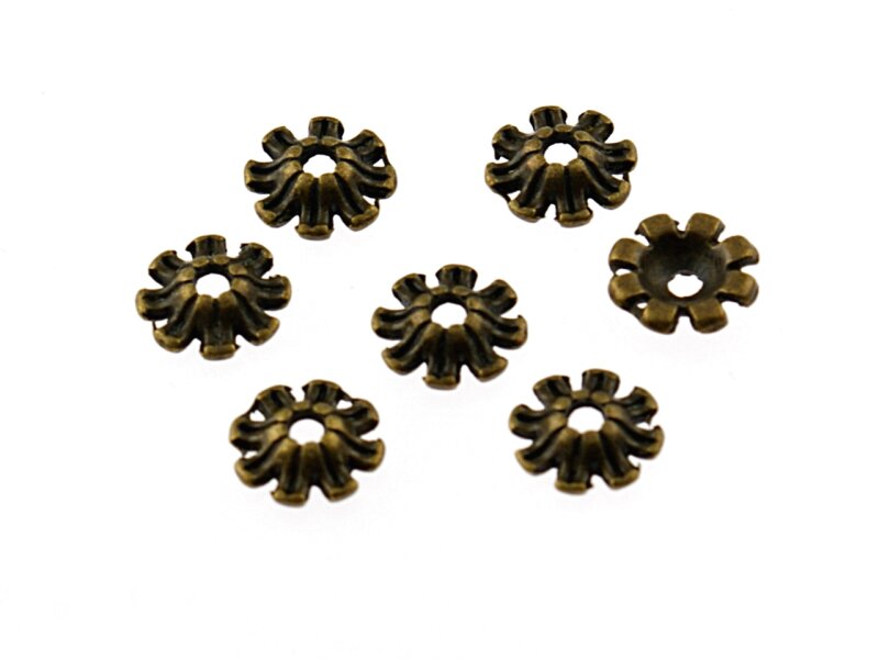 20 Perlkappen in vintage Bronze, 8 mm