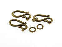 6 Hakenverschlüsse in antik Bronze