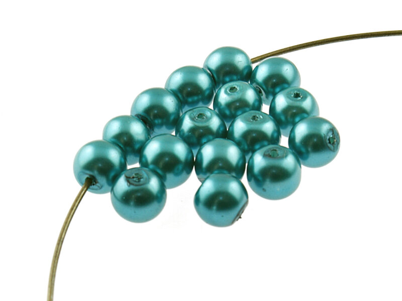 40 Glaswachsperlen in aquamarin, 8 mm