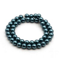 Glaswachsperlen 8mm Petrolblau Metallic 1 Strang