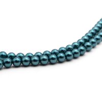Glaswachsperlen 8mm Petrolblau Metallic 1 Strang