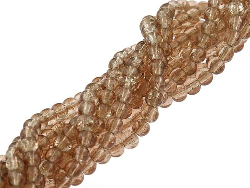 200 Crackle Glasperlen in hellbraun, 4 mm