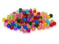 100 Crackle Glasperlen in bunt, 4 mm