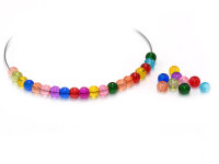 100 Crackle Glasperlen in bunt, 4 mm