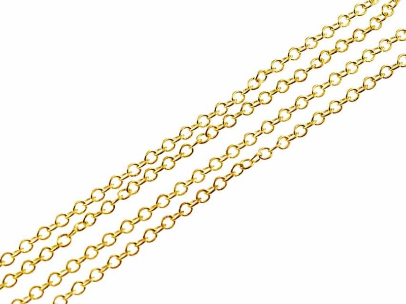 Feine Gliederkette langanhaltend goldfarben beschichtet, 2 m, ovale Glieder 2 x 1,5 mm