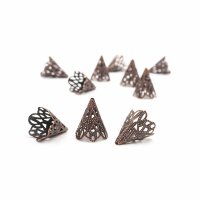 filigrane Perlkappen in antik Bronze 10 Stück