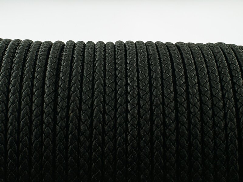 1 m Kunstlederband geflochten schwarz 6 mm
