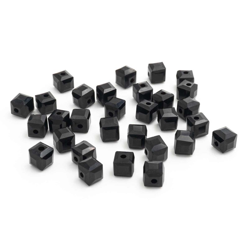 Glasschliffperlen Würfel in schwarz 6mm 20 Stück