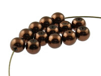40 Glaswachsperlen in dunkelbraun, 10 mm