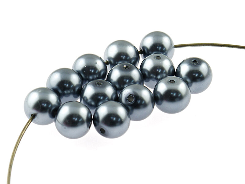 40 Glaswachsperlen in grau, 10 mm