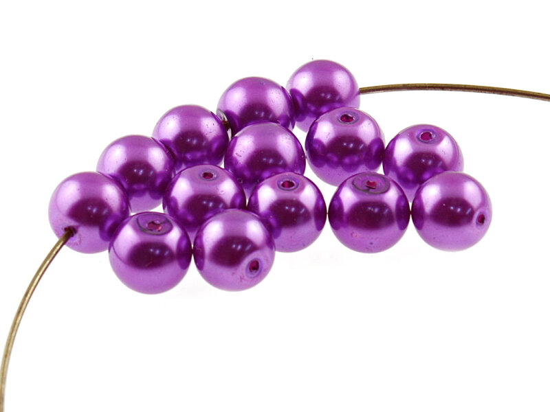 40 Glaswachsperlen in violett, 10 mm