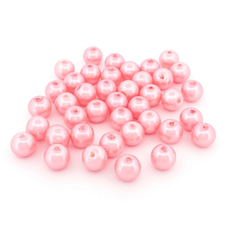 Glaswachsperlen 10 mm in Rosa rund 40 Stück Perlen zum Basteln