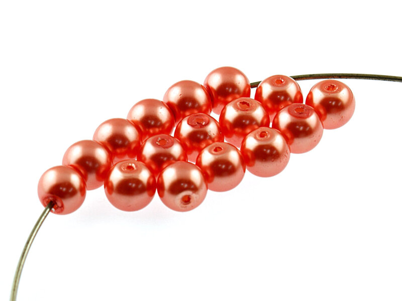 40 Glaswachsperlen in orange, 8 mm