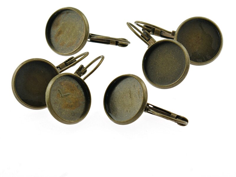 6 Brisuren in antik Bronze für 14 mm Cabochon