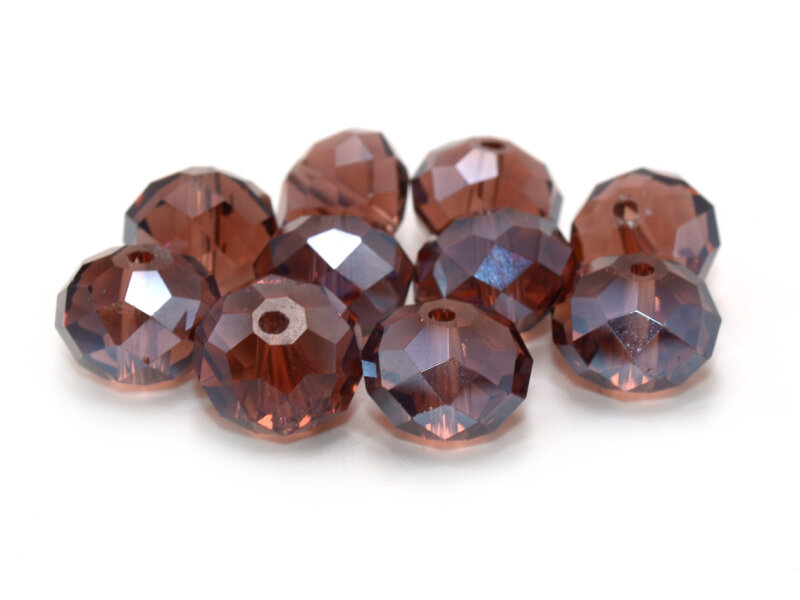 10 Glasschliffperlen in dunkelviolett, 12 mm