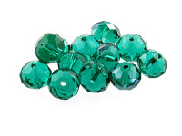 12 Glasschliffperlen in cyan, 10 mm