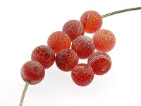 6 Crackleachatperlen in rot, 8 mm