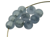 6 Silberfolienperlen gefrostet grau,10 mm