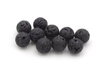 10 Lavasteinperlen in schwarz, 10 mm