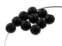 10 Lavasteinperlen in schwarz, 10 mm