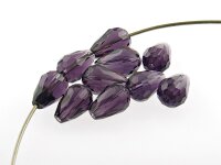 10 Kristallquarzperlen facettiert als Tropfen in violett,...