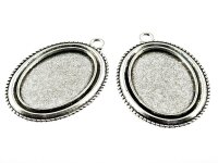 2 Rahmen in antik silberfarben für 30 x 20 mm Cabochon