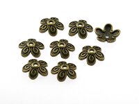 20 robuste Perlkappen  in antik Bronze, 10 mm