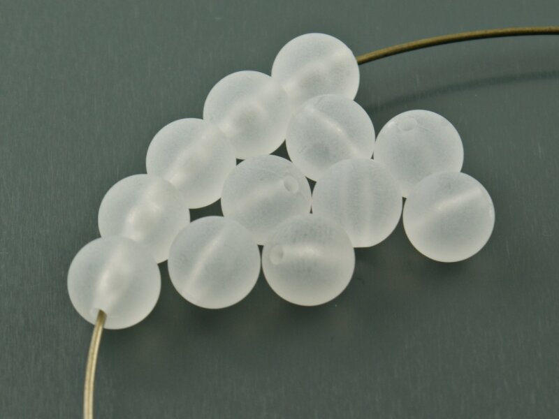 20 gefrostete Acrylperlen in weiß, 10 mm