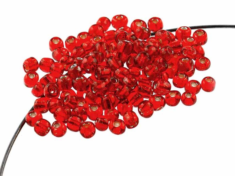 300 Rocailles Perlen in rot, 4 mm