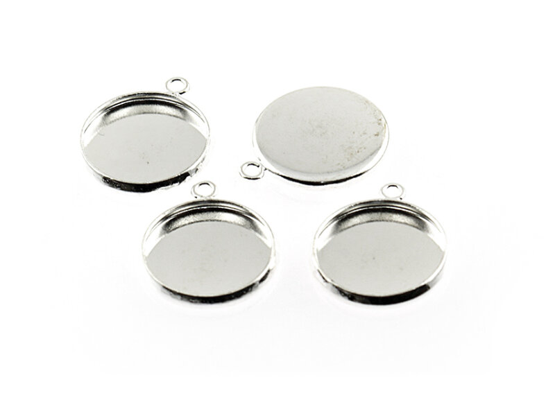 4 Rahmen aus Edelstahl in Silberfarben für 14 mm Cabochon