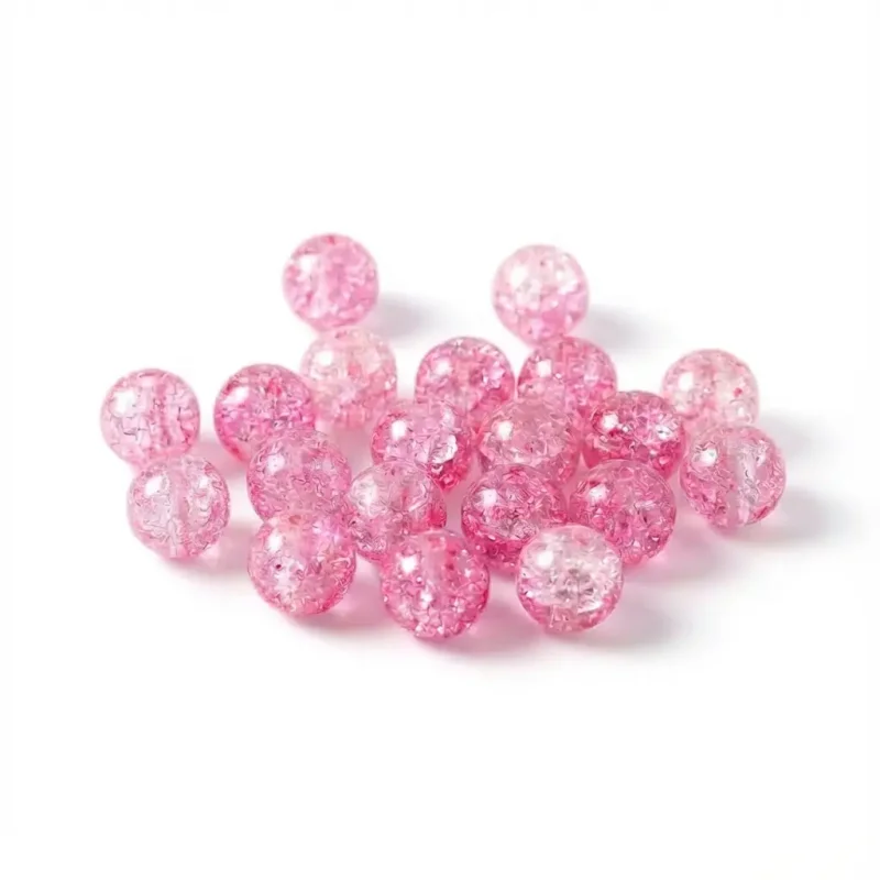 Crackle Glasperlen Rosa 10 mm 20 Stück