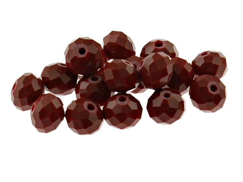 10 Glasschliffperlen in rubinrot, 10 mm
