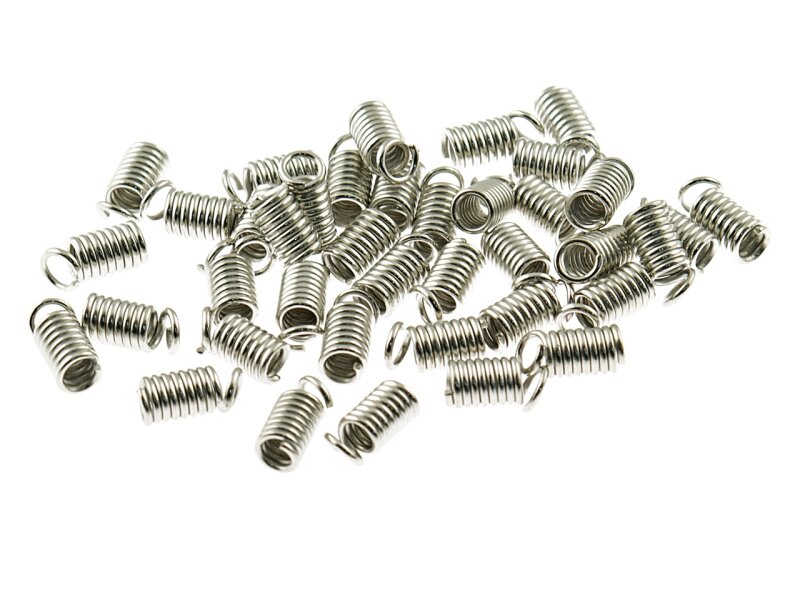 50 Spulenden für Bänder in silberfarben platiniert, 3 mm